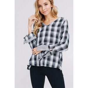 Kristen Striped Plaid Woven Top